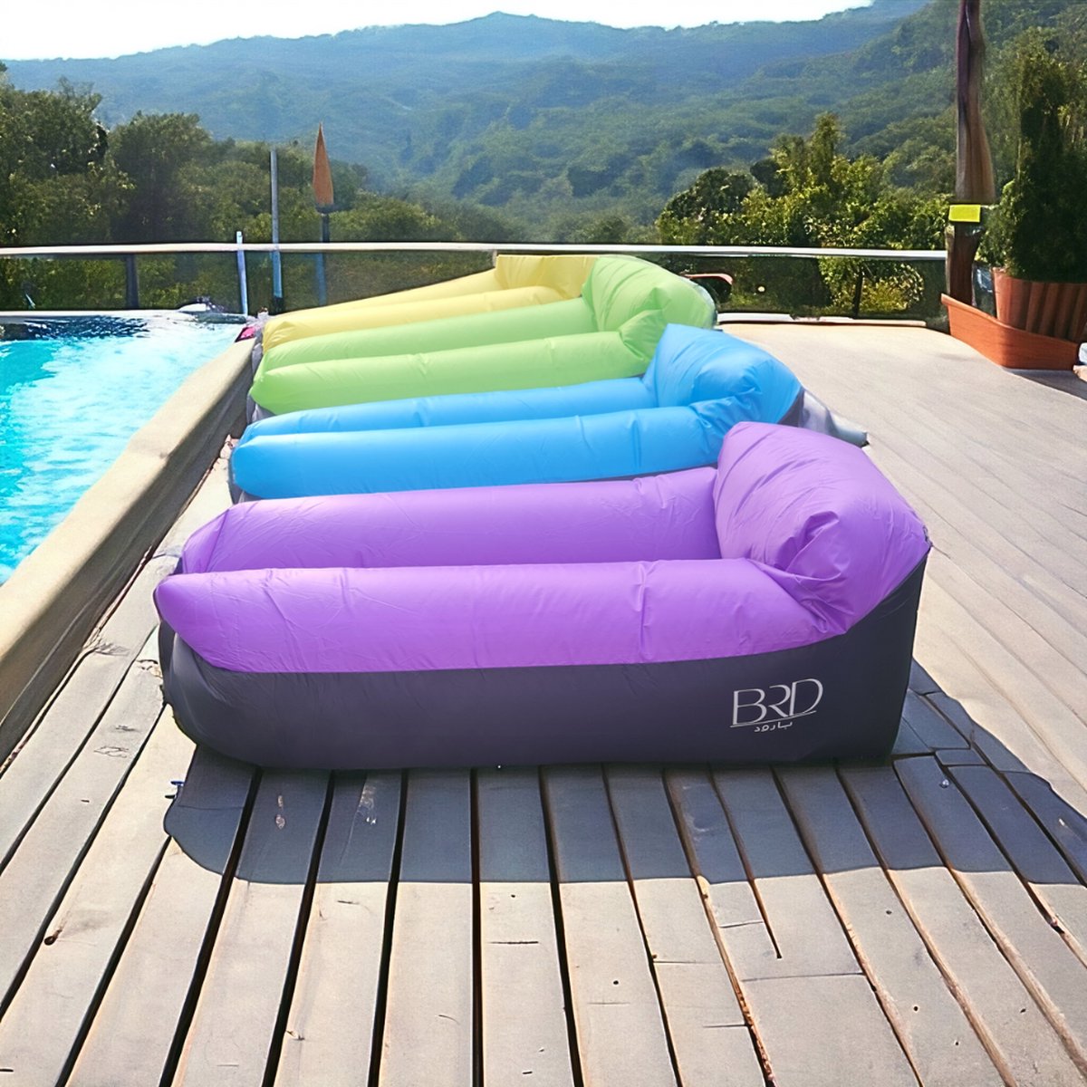 BRD® Outdoor | Paars Air Lounger | Luchtbed Zit Sofa Oxford | Kampeer Zitzak | Strand waterproof luchtzak | Waterbestendig | Camping stoel Kampeer sofa poef Ligstoel opblaasbare zetel kussen Lazy bag